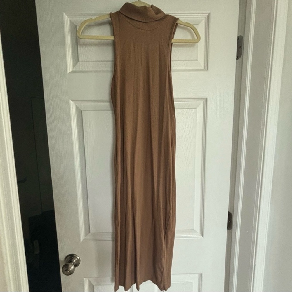 Zara Sleeveless Turtleneck Maxi Dress - Camel Brown
